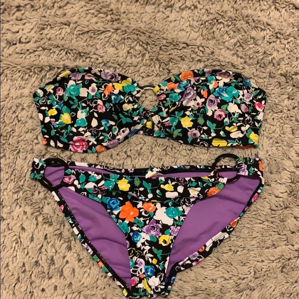 Xhilaration Bandeau Bikini Swim Floral